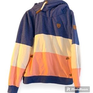 Women’s Wanakome Striped Hoodie Sweatshirt in Blue, Cream, Pink size XL